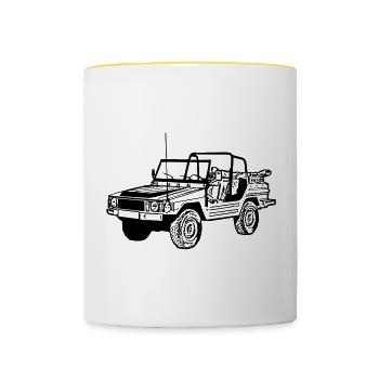 Offroad ,Geländewagen , 4x4 Fun , Kult , Auto (25) - Tasse zweifarbig - Weiß/Gelb - Vorne