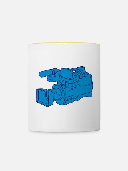 Videokamera 2 - Tasse zweifarbig - Weiß/Gelb