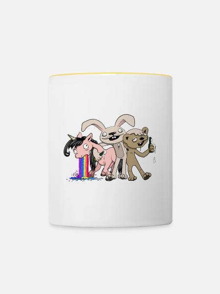 drunken friends - Tasse zweifarbig - Weiß/Gelb