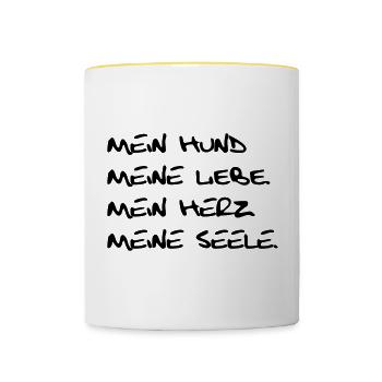 Mein Hund - Tasse zweifarbig - Weiß/Gelb - Vorne