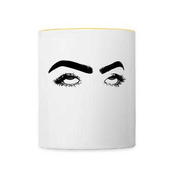 rolling eyes - Tasse zweifarbig - Weiß/Gelb - Vorne