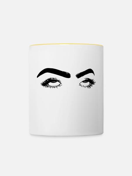 rolling eyes - Tasse zweifarbig - Weiß/Gelb