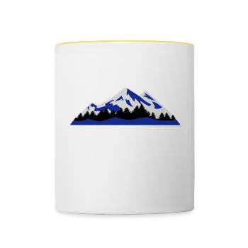 Mountain, Winter, snow - Contrasting Mug - white/yellow - Front