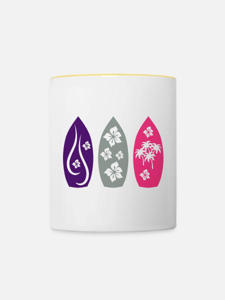 surfing - Tasse zweifarbig - Weiß/Gelb
