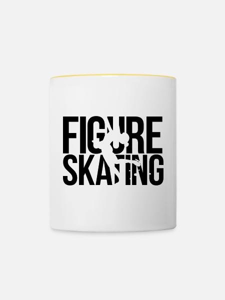 Eiskunstlauf - Tasse zweifarbig - Weiß/Gelb