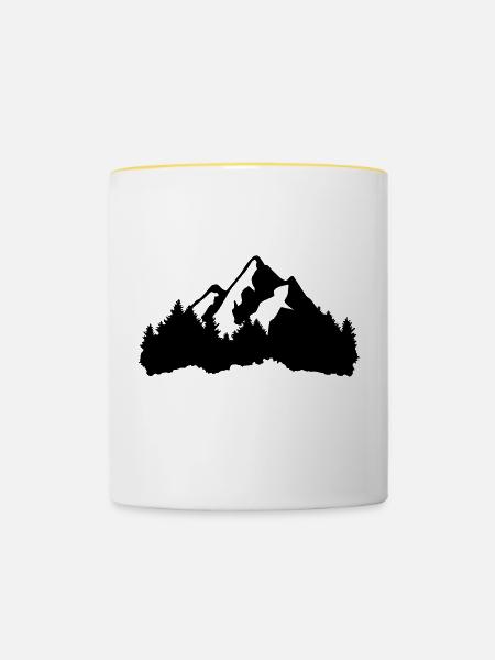 Berge und Wald - Tasse zweifarbig - Weiß/Gelb