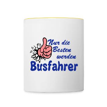 Busfahrer Bus Omnibus nur die besten (25) - Tasse zweifarbig - Weiß/Gelb - Vorne