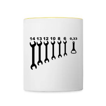 Wrenches, mechanic, odd jobs, handyman * - Contrasting Mug - white/yellow - Front