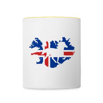 Islandpferd Flagge Isländer Reiten Geschenk - Tasse zweifarbig - Weiß/Gelb - Vorne