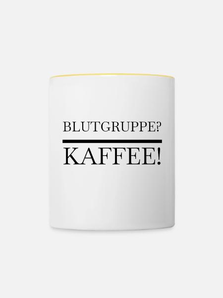Kaffee - Blutgruppe Kaffee - Tasse zweifarbig - Weiß/Gelb