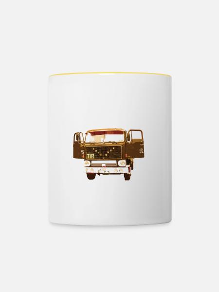 Lkw - Tasse zweifarbig - Weiß/Gelb