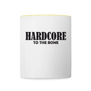 Noyau dur jusqu’à l’os - Mug contrasté - blanc/jaune - Devant