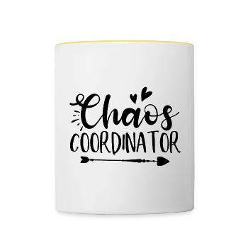 Chaos Coordinator Lustiger Spruch - Tasse zweifarbig - Weiß/Gelb - Vorne