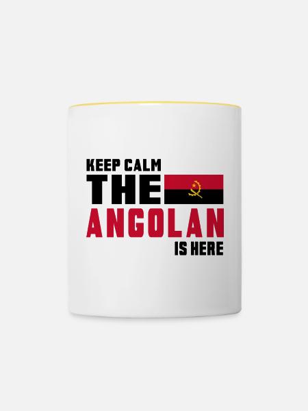 Keep Calm Angola Flaggen Design - Tasse zweifarbig - Weiß/Gelb