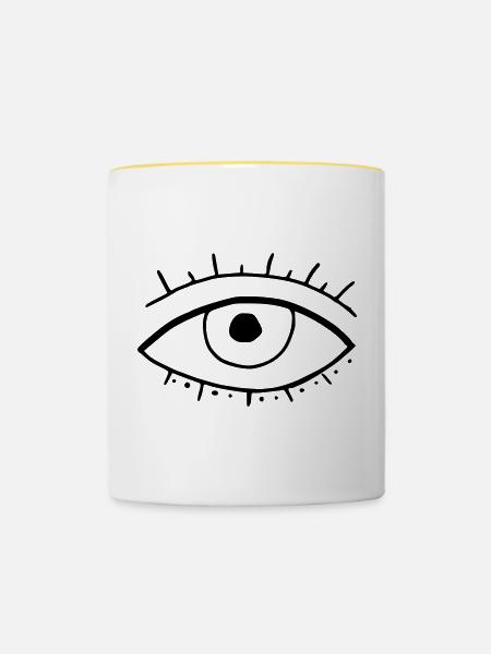 Auge - Tasse zweifarbig - Weiß/Gelb