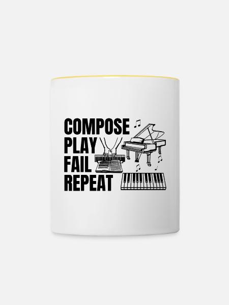 Pianist tägliche Routine - Tasse zweifarbig - Weiß/Gelb
