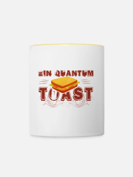 Ein Quantum Toast - Tasse zweifarbig - Weiß/Gelb