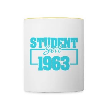 Student seit 1963 - Tasse zweifarbig - Weiß/Gelb - Vorne