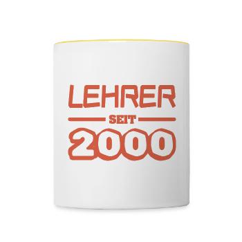 Jahr 2000 - Tasse zweifarbig - Weiß/Gelb - Vorne