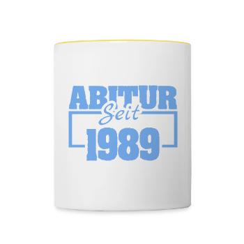 Abiturient 1989 - Tasse zweifarbig - Weiß/Gelb - Vorne