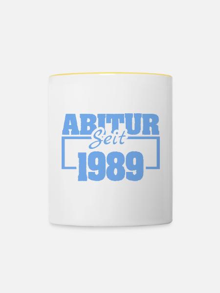 Abiturient 1989 - Tasse zweifarbig - Weiß/Gelb