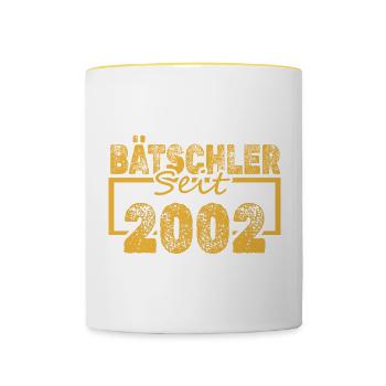 Jahr 2002 - Tasse zweifarbig - Weiß/Gelb - Vorne