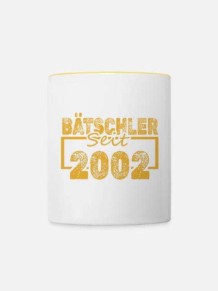 Jahr 2002 - Tasse zweifarbig - Weiß/Gelb