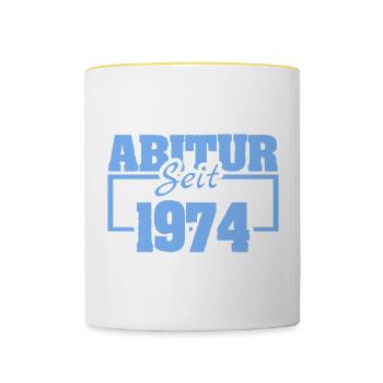 seit 1974 - Tasse zweifarbig - Weiß/Gelb - Vorne