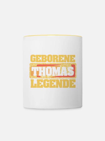 als Thomas - Tasse zweifarbig - Weiß/Gelb