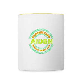 Vorname Aiden - Tasse zweifarbig - Weiß/Gelb - Vorne