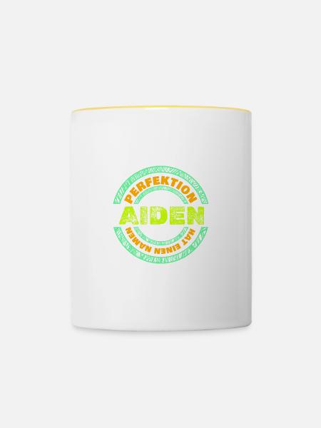 Vorname Aiden - Tasse zweifarbig - Weiß/Gelb