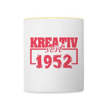 seit 1952 - Tasse zweifarbig - Weiß/Gelb - Vorne