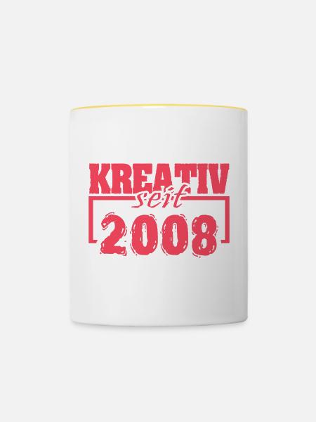 seit 2008 - Tasse zweifarbig - Weiß/Gelb