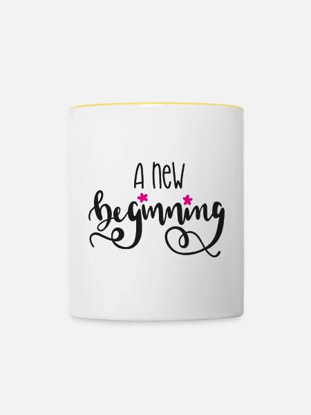 Ein neuer Anfang - Tasse zweifarbig - Weiß/Gelb