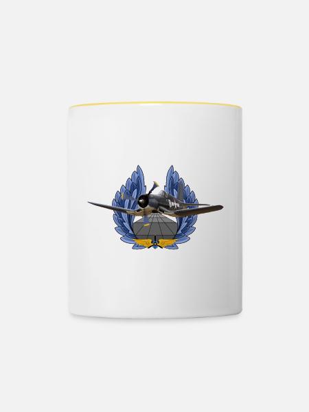 F4U Corsair - Tasse zweifarbig - Weiß/Gelb