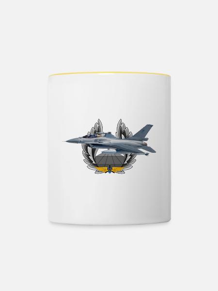 F-16 Fighting Falcon - Tasse zweifarbig - Weiß/Gelb
