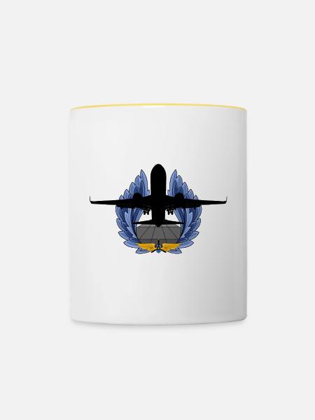 Passagierflugzeug - Tasse zweifarbig - Weiß/Gelb