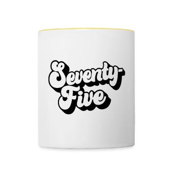 Soixante-quinze 75e anniversaire Hommes Femmes 75 ans - Mug contrasté - blanc/jaune - Devant