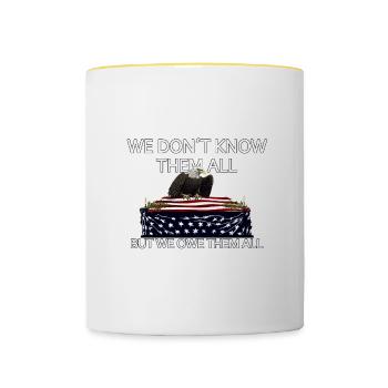 We Don't Know Them All But We Owe Them All Veteran - Tasse zweifarbig - Weiß/Gelb - Vorne