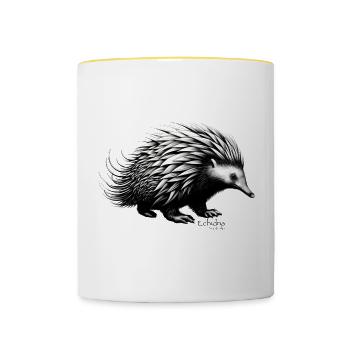 Echidna d’Australie - Mug contrasté - blanc/jaune - Devant