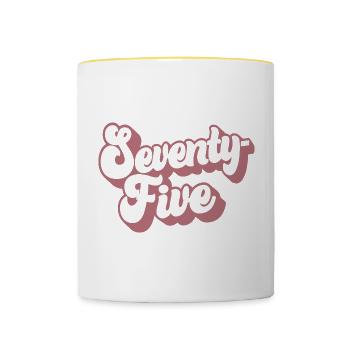 Soixante-quinze femmes du 75e anniversaire de 75 ans - Mug contrasté - blanc/jaune - Devant