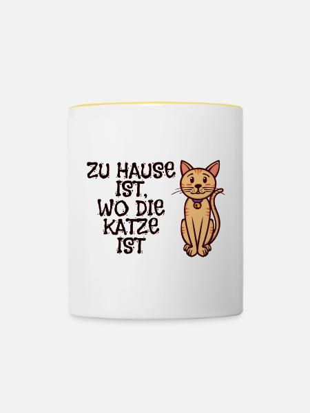 Haustiere Katze Statement Heimtier Kuscheltier - Tasse zweifarbig - Weiß/Gelb