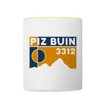 Berg Piz Buin Bergtour Tour Souvenir Andenken - Tasse zweifarbig - Weiß/Gelb - Vorne