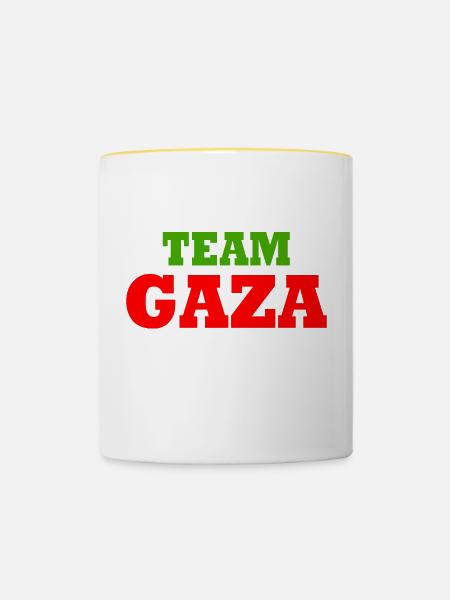 Team gaza - Tasse zweifarbig - Weiß/Gelb