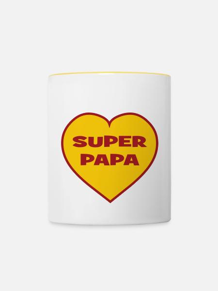 SUPER-VATER - Tasse zweifarbig - Weiß/Gelb