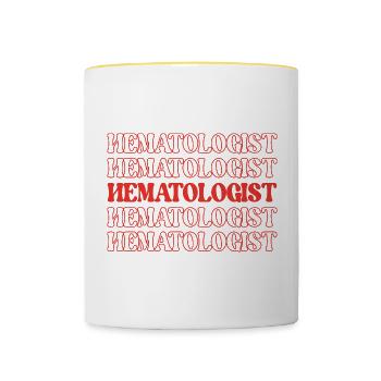 Hématologue, spécialiste du sang, médecin du sang - Mug contrasté - blanc/jaune - Devant
