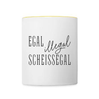 Egal Illegal Scheißegal - Text Spruch summitXpeak - Tasse zweifarbig - Weiß/Gelb - Vorne