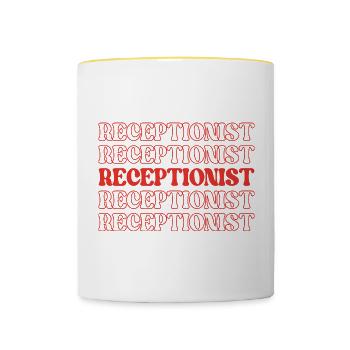 Rezeptionist/in Rezeption/ - Tasse zweifarbig - Weiß/Gelb - Vorne