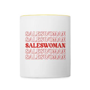Saleswoman Salesperson Sales Representative Sales - Contrasting Mug - white/yellow - Front