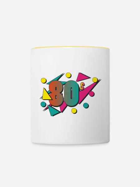 The 80's - Tasse zweifarbig - Weiß/Gelb